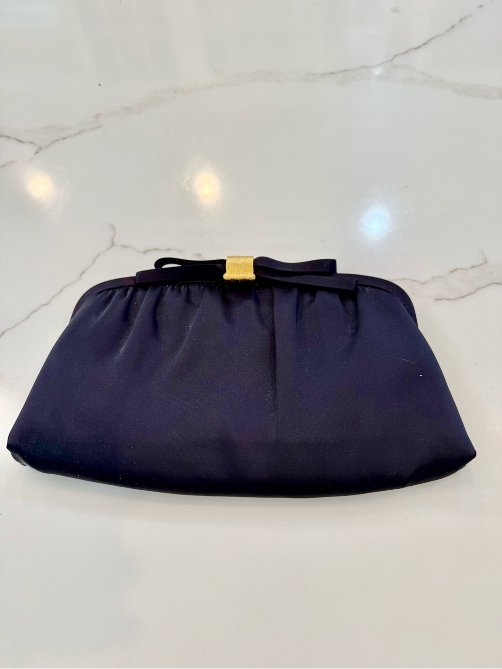 After Five Vintage Navy Satin Clutch Purse